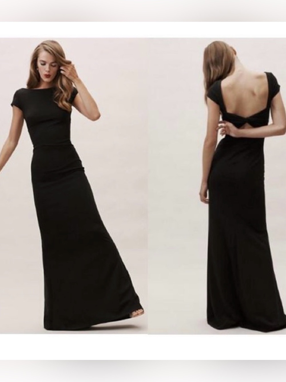 NEW Katie May x BHLDN Madison Black Bow Back Long Maxi Bridesmaid 8